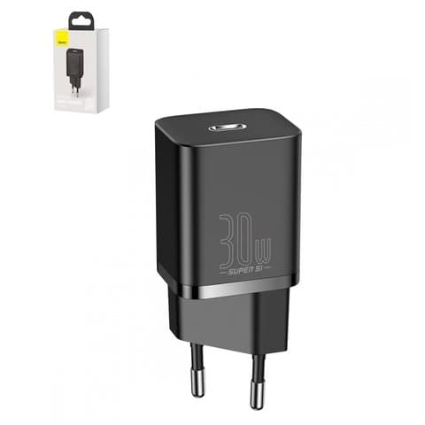 Сетевое зарядное устройство Baseus Super Si, Quick Charge, черное, USB Type-C, 30 Вт, CCSUP-J01