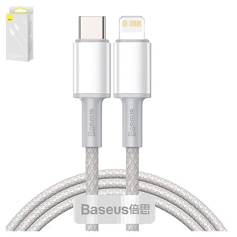 USB-кабель Baseus High Density Braided, Type-C на Lightning, 100 см, 20 Вт, белый, #CATGD-02