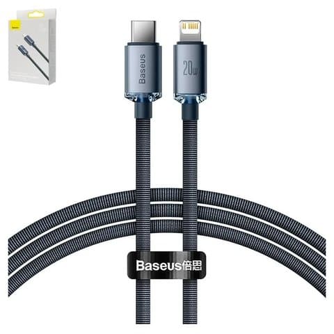 USB-кабель Baseus Crystal Shine Series, Type-C на Lightning, 120 см, 20 Вт, чорний, #CAJY000201
