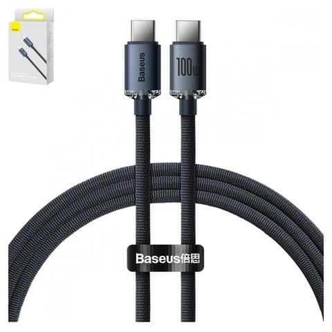 USB-кабель Baseus Crystal Shine Series, Type-C на Type-C, 120 см, Power Delivery (100 Вт), чорний, #CAJY000601