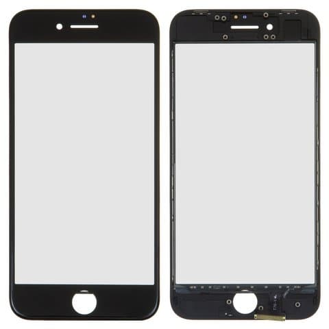 Стекло дисплея Apple iPhone 8, черное, с OCA-пленкой, с рамкой | стекло тачскрина