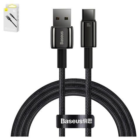 USB-кабель Baseus Tungsten Gold, Type-C, 100 см, 100 Вт, чорний, #CAWJ000001