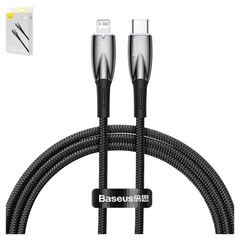 USB-кабель Baseus Glimmer, Type-C на Lightning, 100 см, 20 Вт, чорний, #CADH000001