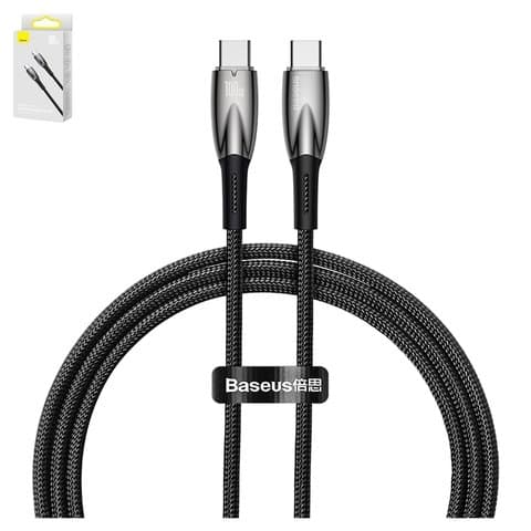 USB-кабель Baseus Glimmer, Type-C на Type-C, 100 см, 100 Вт, чорний, #CADH000701