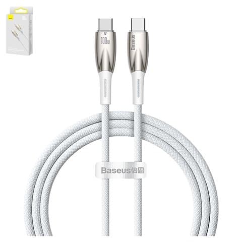 USB-кабель Baseus Glimmer, Type-C на Type-C, 100 см, 100 Вт, белый, #CADH000702