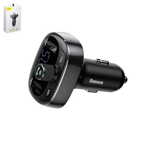 FM-трансмиттер Baseus S-09, чорний, с кнопкой, с дисплеем, с Bluetooth, c автомобильной зарядкой, USB тип-A, 2 порта, 3,4 А, 12-24 B, #CCALL-TM01