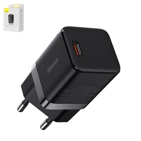 Сетевое зарядное устройство Baseus GaN3, 30 Вт, Quick Charge, чорний, 1 порт, #CCGN010101