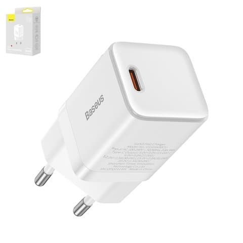 Сетевое зарядное устройство Baseus GaN3, 30 Вт, Quick Charge, белый, 1 порт, #CCGN010102