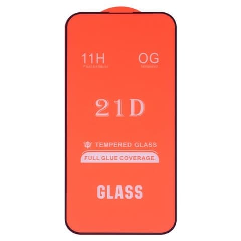 Закаленное защитное стекло Apple iPhone 14 Pro Max, iPhone 15 Plus, черное, Full Glue (клей по всей площади стекла), совместимо с чехлом