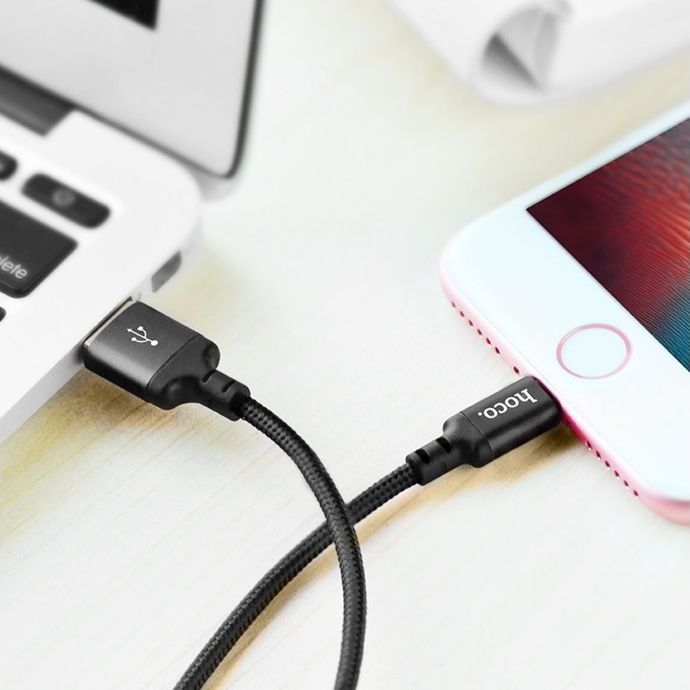 USB-кабель Hoco X14, Lightning, 2.4 А, 200 см, чорний