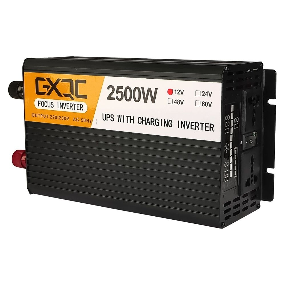 Инвертор GXQC SFX-1000W, 1000 Вт (номинал), 2500 Вт (пиковая нагрузка, старт), DC 12V - AC 220V, с функцией зарядки аккумулятора