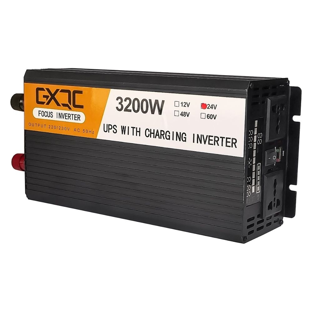 Инвертор GXQC SFX-1200W, 1200 Вт (номинал), 3200 Вт (пиковая нагрузка, старт), DC 24V - AC 220V, с функцией зарядки аккумулятора