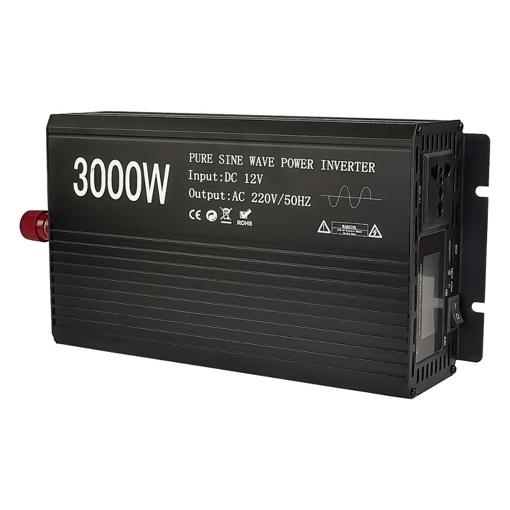 Инвертор SW-1000W, 1000 Вт (номинал), 3000 Вт (пиковая нагрузка, старт), DC 12V - AC 220V, чистая синусоида