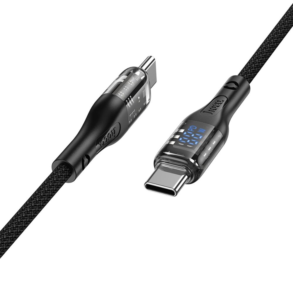 USB-кабель Hoco U115, Type-C на Type-C, Power Delivery (100 Вт), 120 см, с дисплеем, чорний