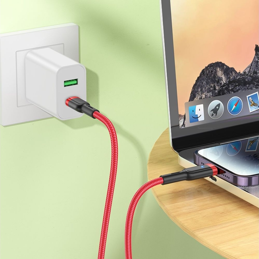 USB-кабель Hoco U117, Type-C на Lightning, 120 см, красный