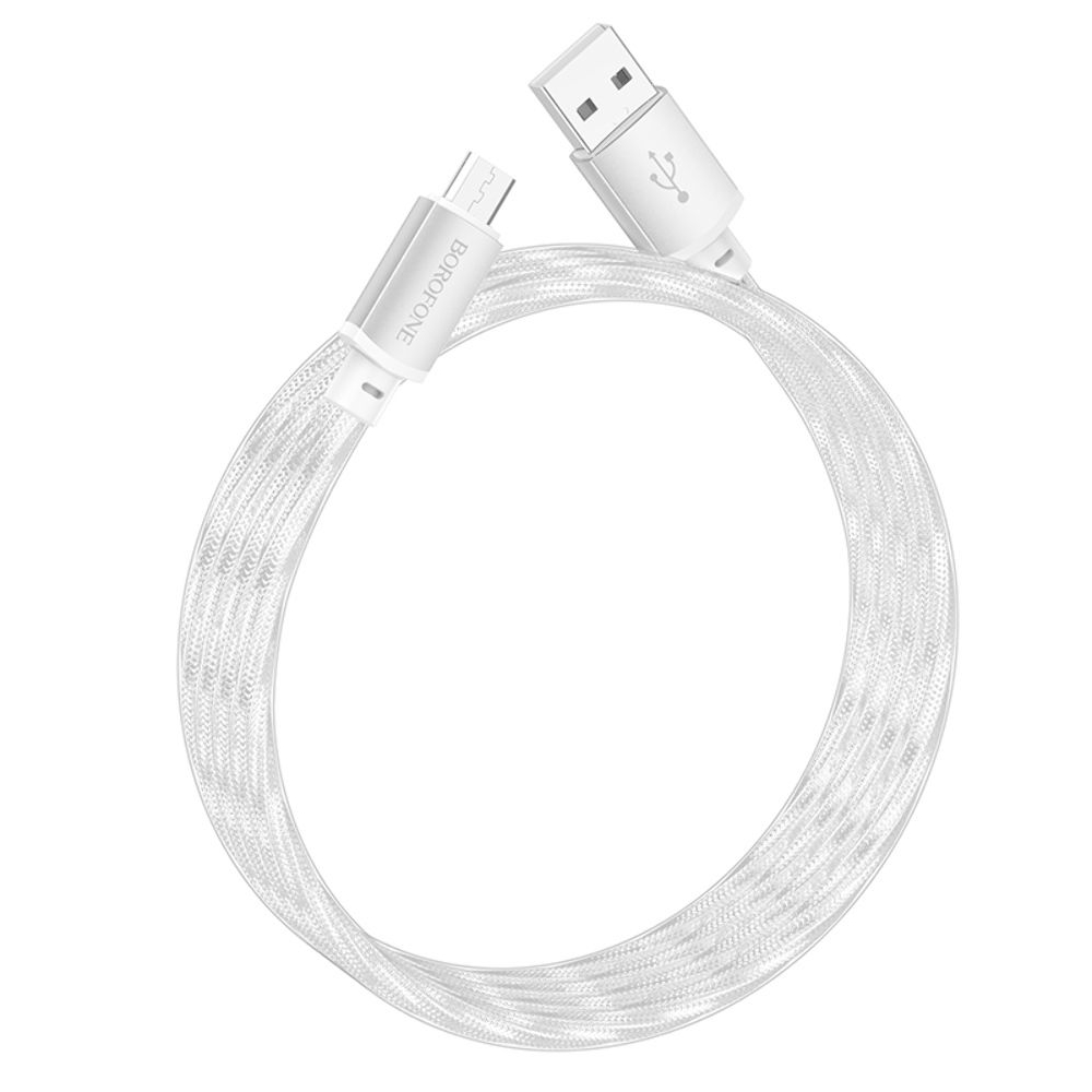 USB-кабель Borofone BX95, USB на MicroUSB, 100 см, серебристый