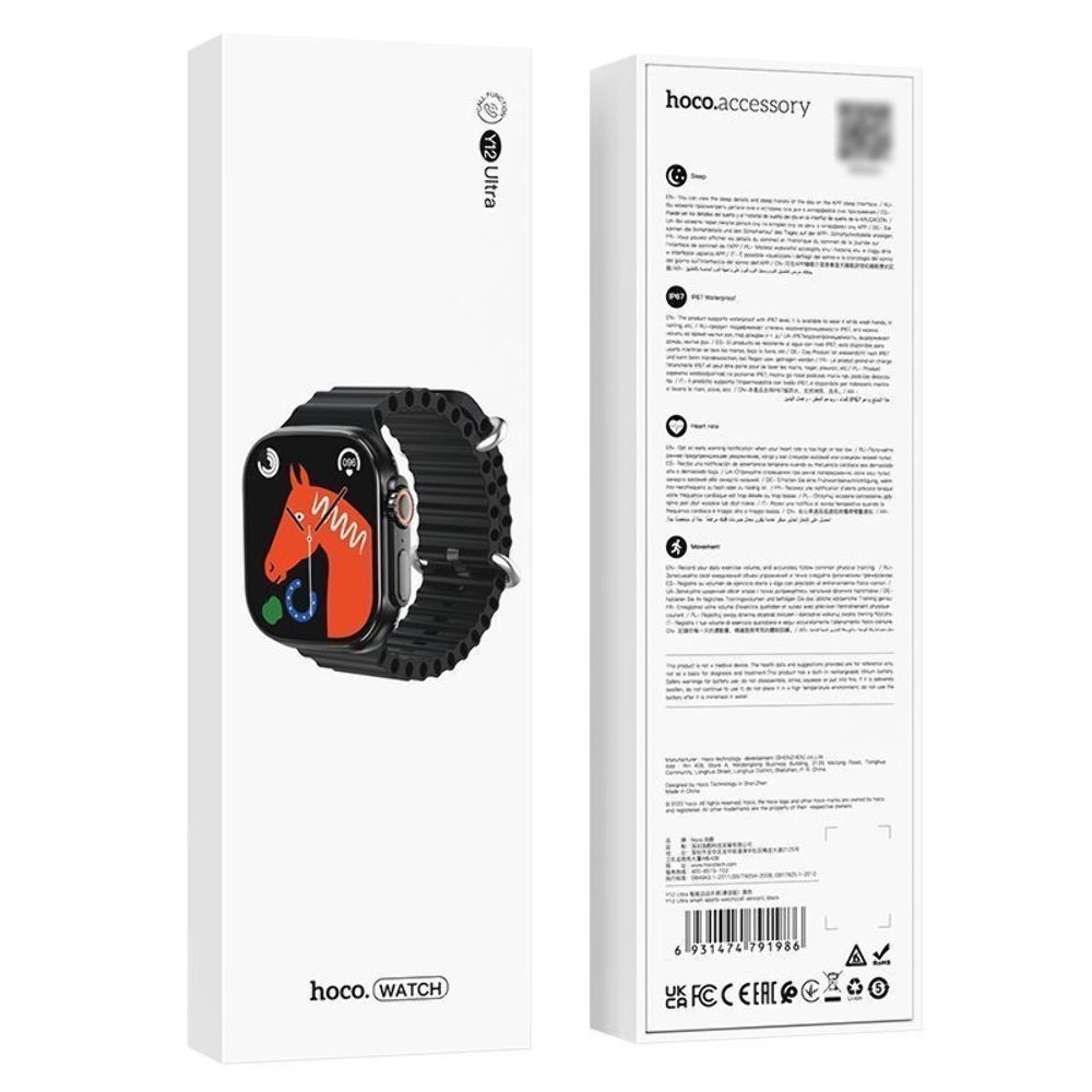 Смарт часы Hoco Y12 Ultra, черные