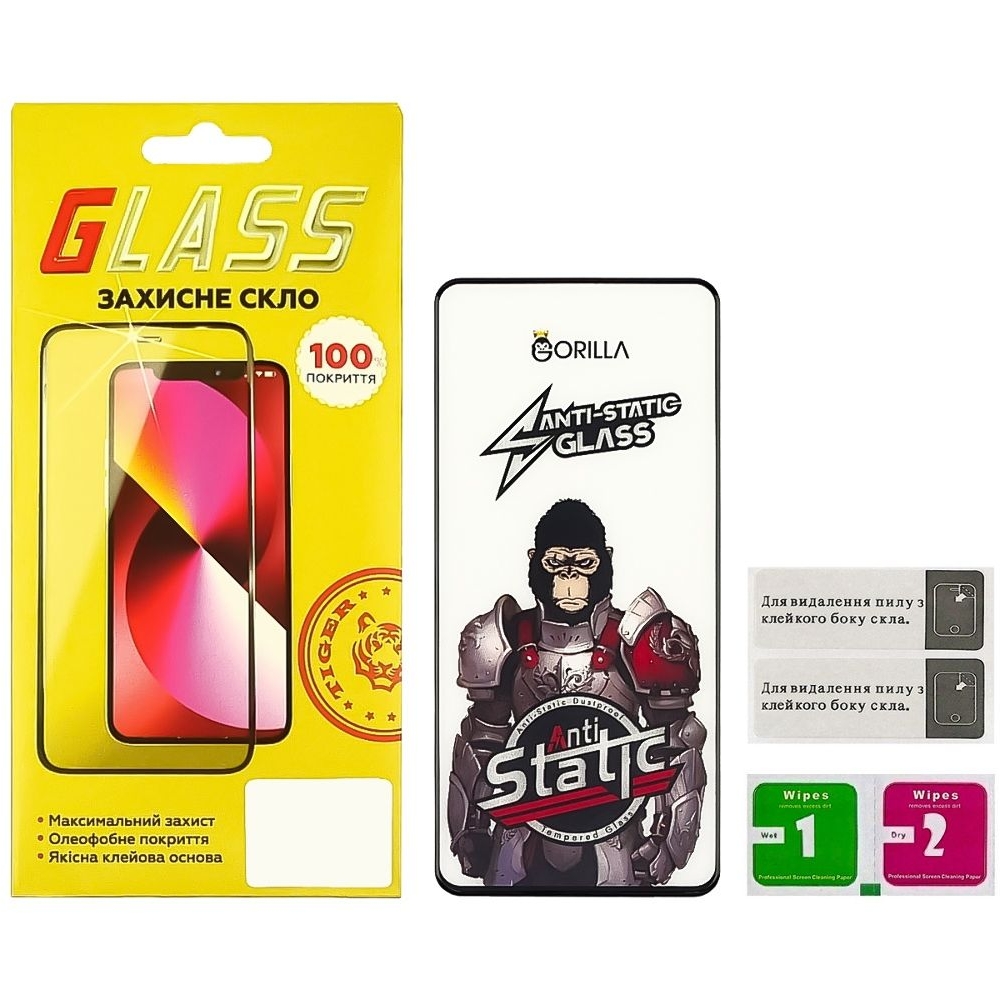 Закаленное защитное стекло Xiaomi Redmi Note 12 Pro, 22101316C, 22101316I, 13T, 2306EPN60G, 13T Pro, 23078PND5G, черное, 0.3 мм, Gorilla, Anti-Static, Full Glue (клей по всей площади стекла), совместимо с чехлом