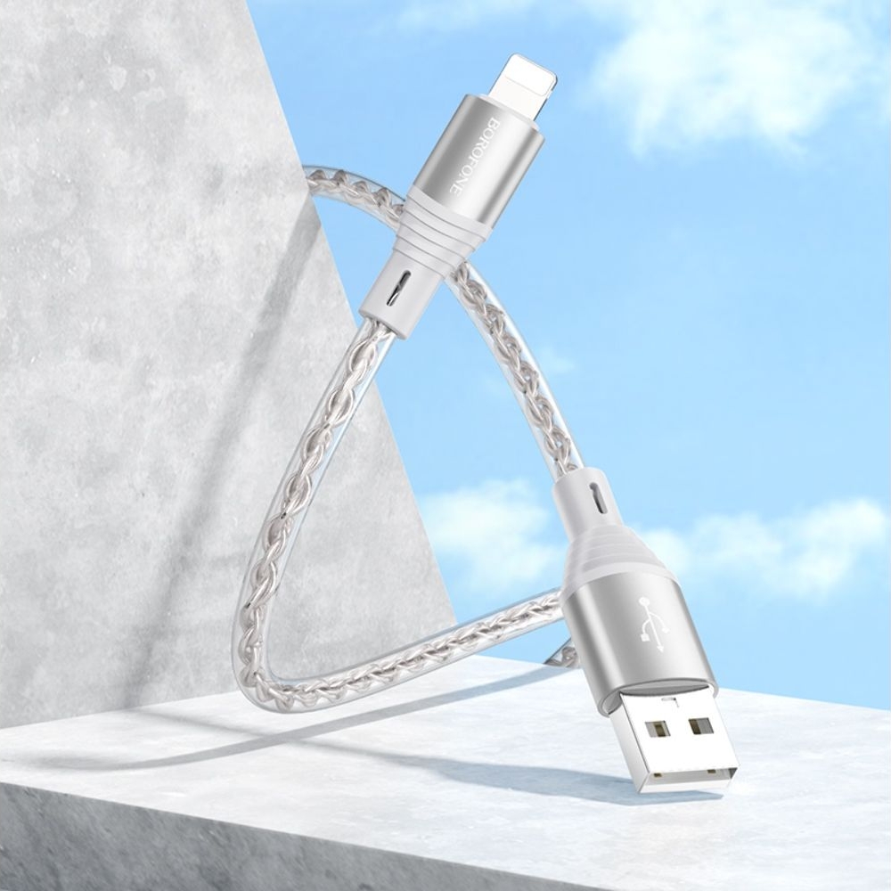 USB-кабель Borofone BX96, USB на Lightning, 100 см, сірий