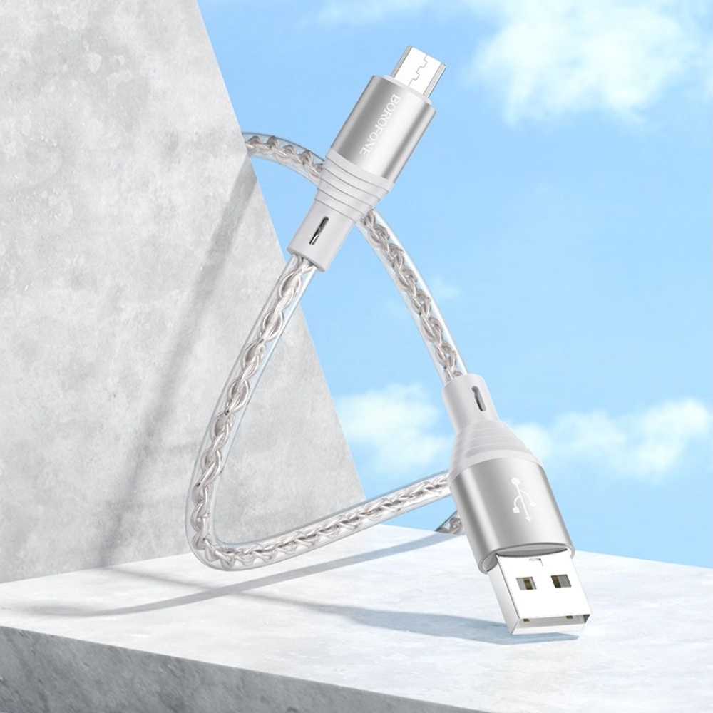 USB-кабель Borofone BX96, MicroUSB, 100 см, сірий