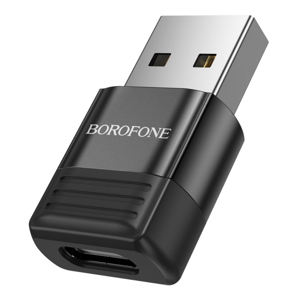 Адаптер переходник Borofone BV18, Type-C на USB 2.0, чорний