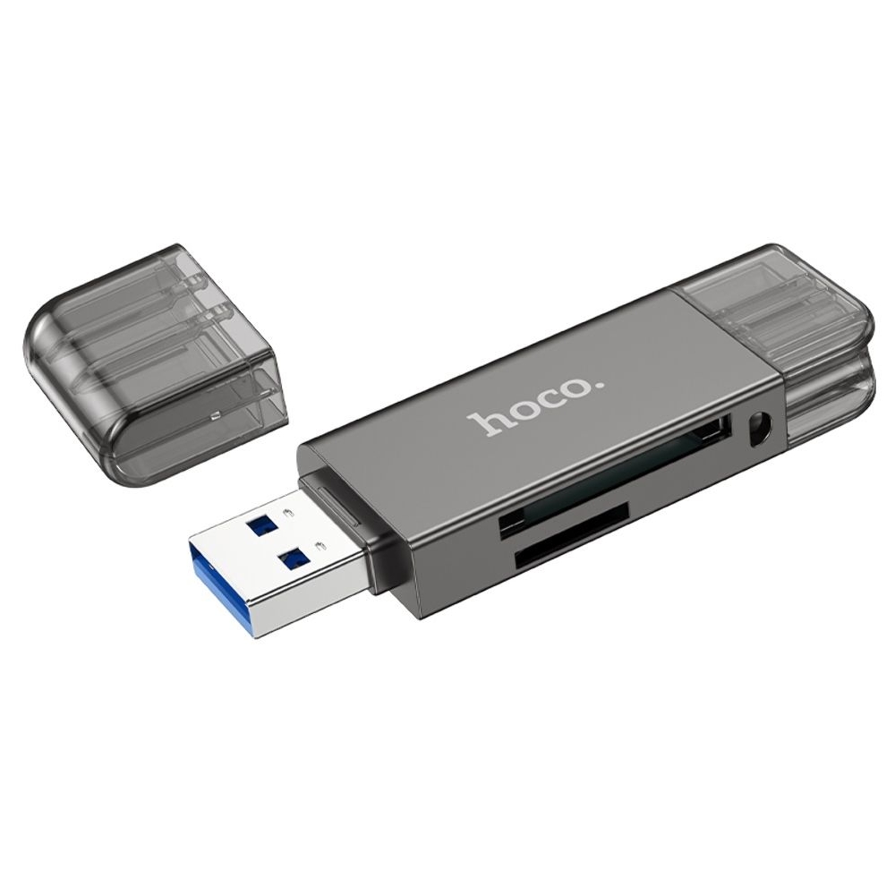 Адаптер переходник Hoco HB39, USB, Type-C, 3.0, серый