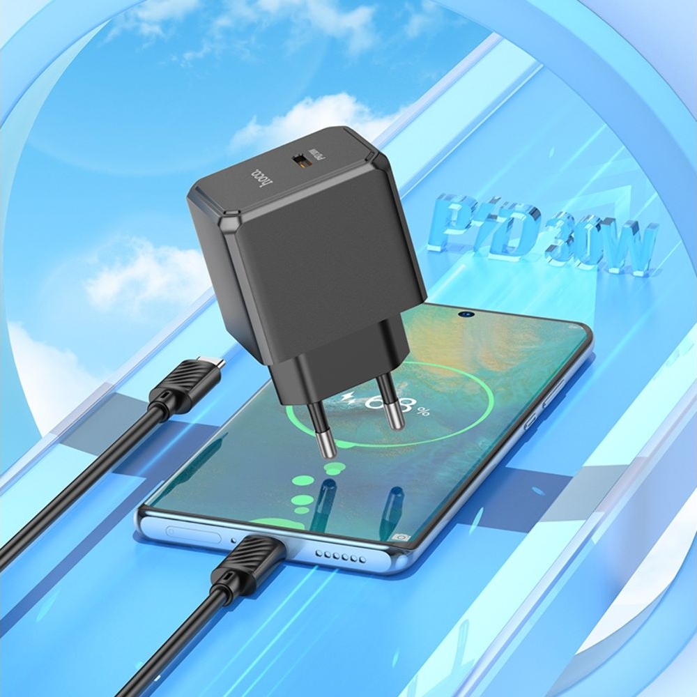 Сетевое зарядное устройство Hoco CS15A, Type-C, PowerDelivery (30 Вт), черное