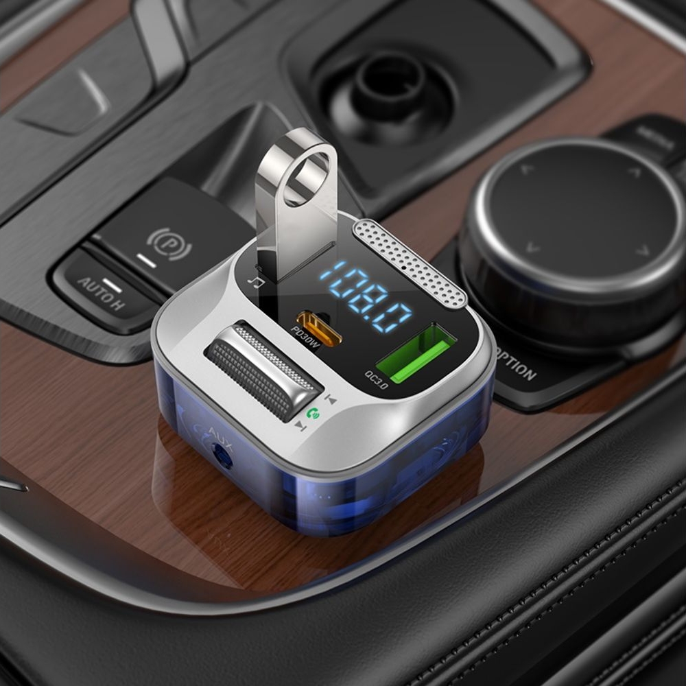 Автомобильний зарядний пристрій Hoco E75, USB, Quick Charge 3.0, Power Delivery (30 Вт), AUX c FM-модулятором синее | зарядка, зарядное устройство