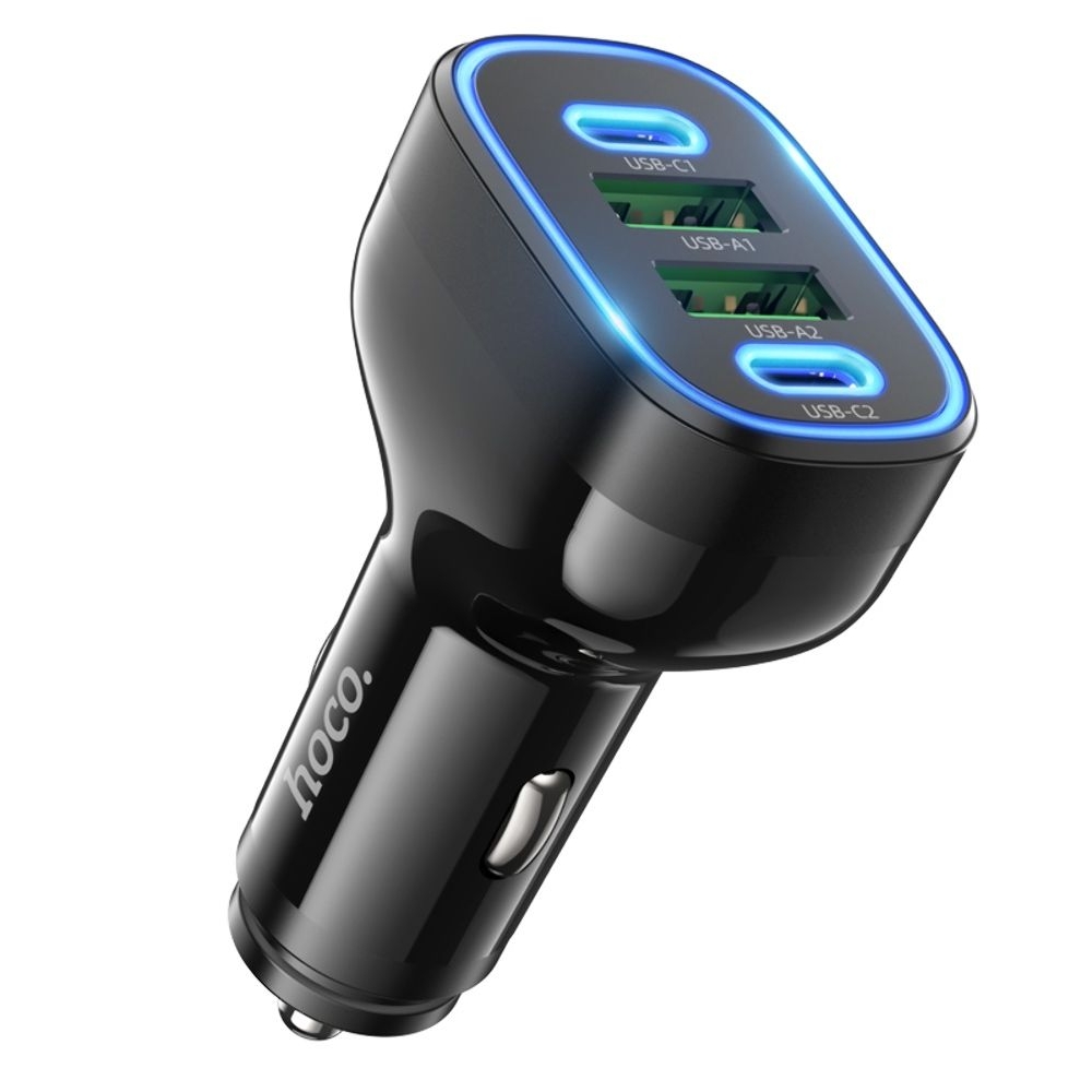 Автомобильний зарядний пристрій Hoco NZ11, 2 USB, 2 Type-C, Power Delivery (72 Вт), черное | зарядка, зарядное устройство