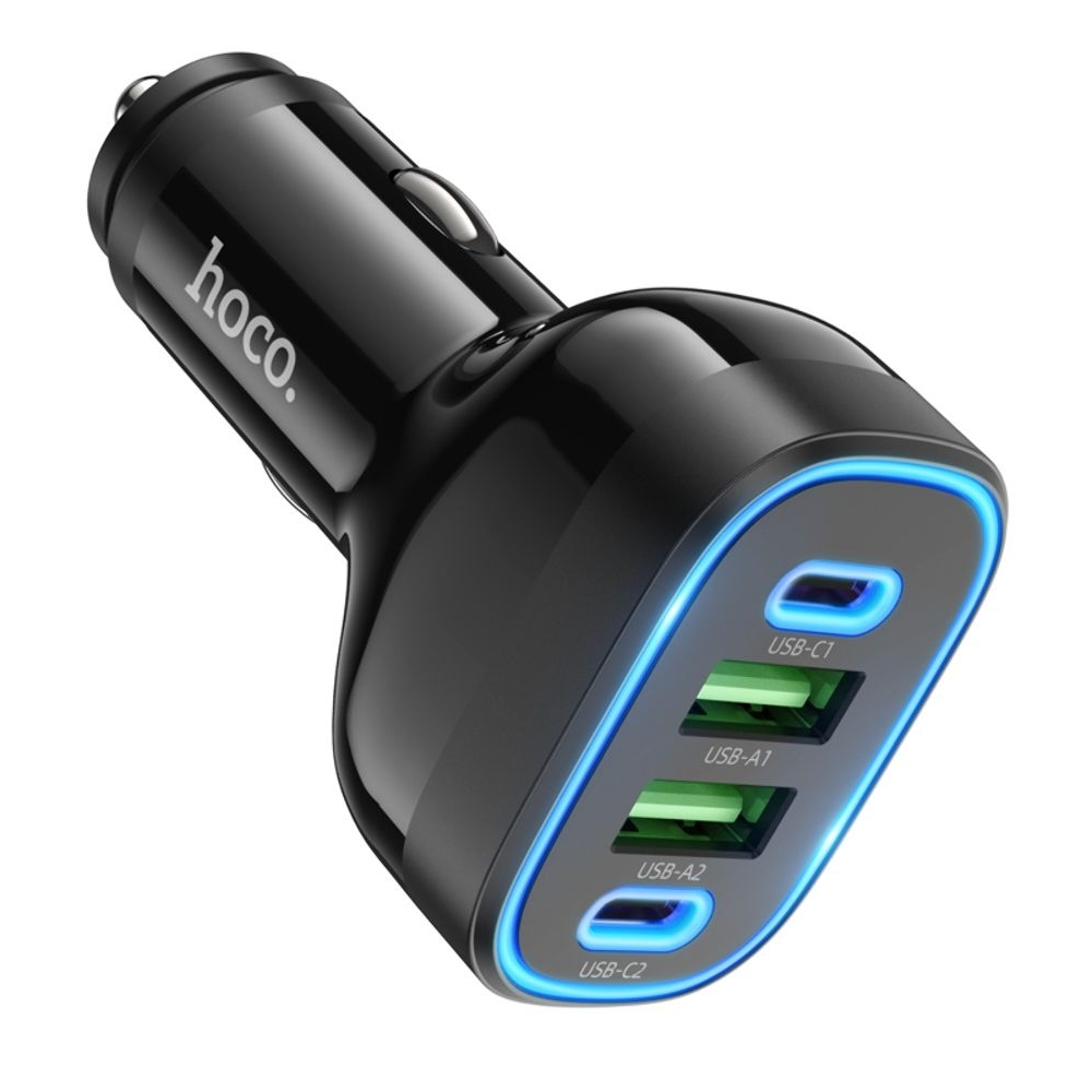Автомобильний зарядний пристрій Hoco NZ11, 2 USB, 2 Type-C, Power Delivery (72 Вт), черное | зарядка, зарядное устройство