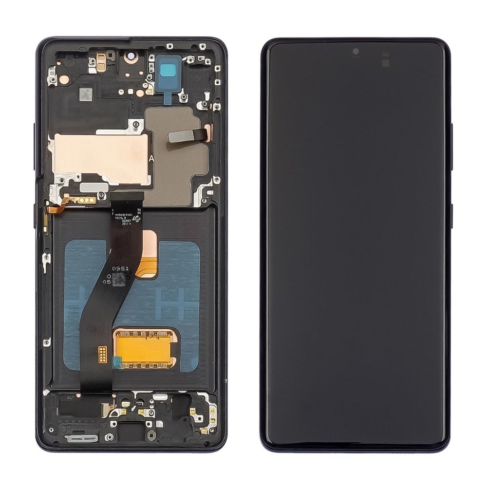 Дисплей Samsung SM-G998 Galaxy S21 Ultra, черный | с тачскрином | с передней панелью | High Copy, OLED | дисплейный модуль, экран, монитор