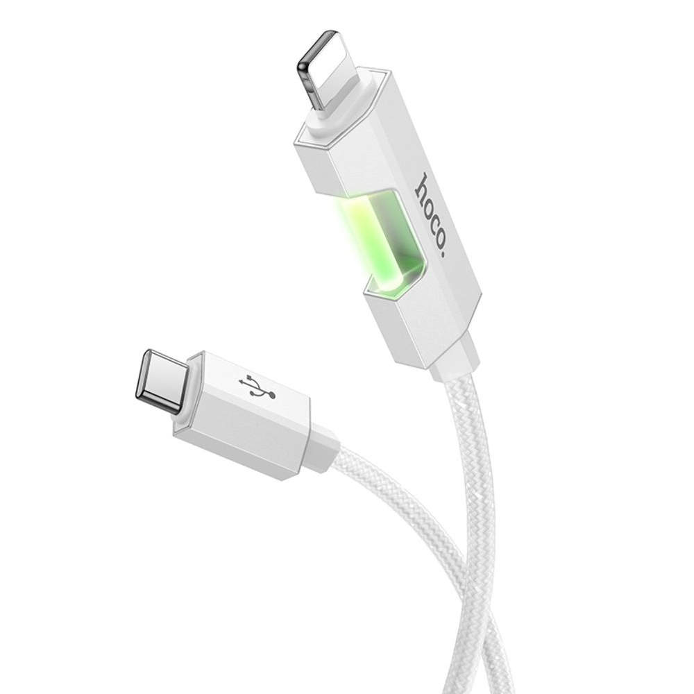 USB-кабель Hoco U123, Type-C на Lightning, 27 Вт, 100 см, сірий