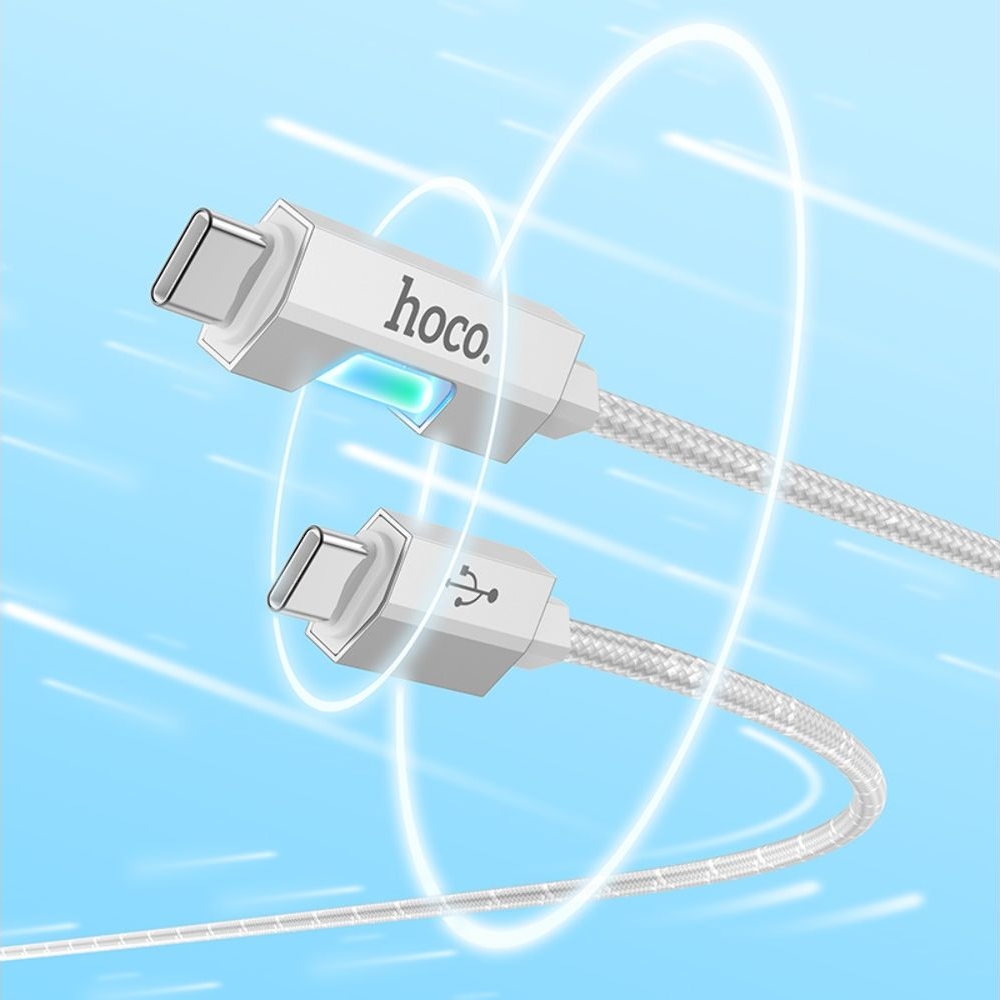 USB-кабель Hoco U123, Type-C на Type-C, PowerDelivery (60 Вт), 100 см, сірий