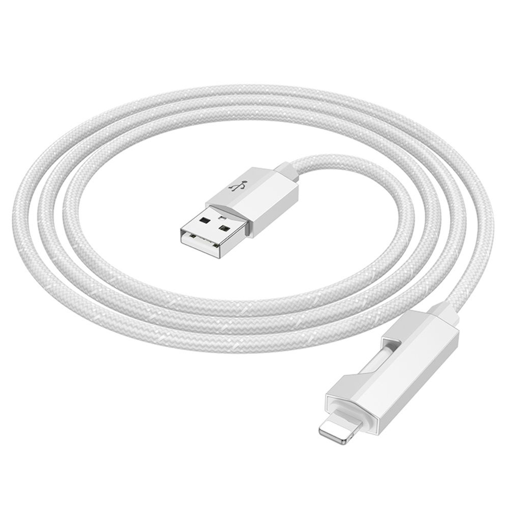 USB-кабель Hoco U123, Lightning, 27 Вт, 100 см, сірий