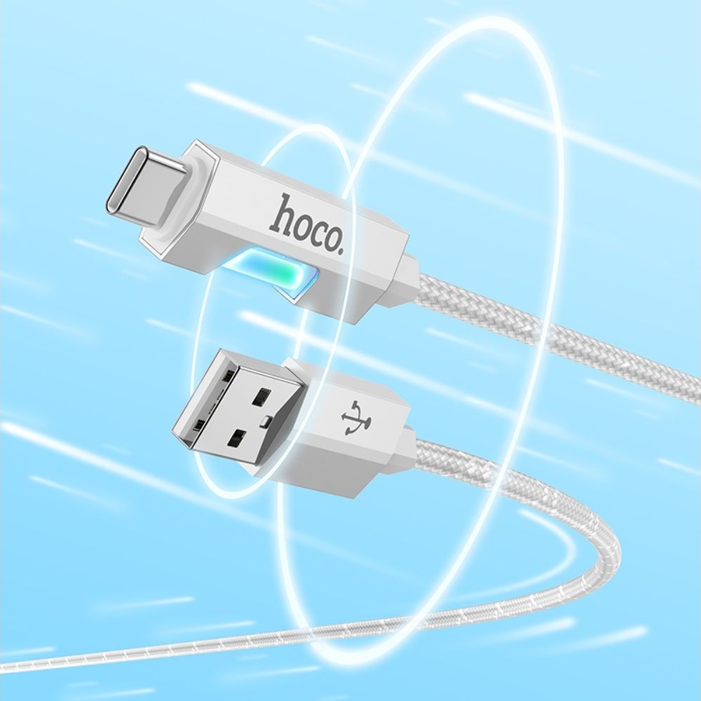 USB-кабель Hoco U123, Type-C, 27 Вт, 100 см, сірий