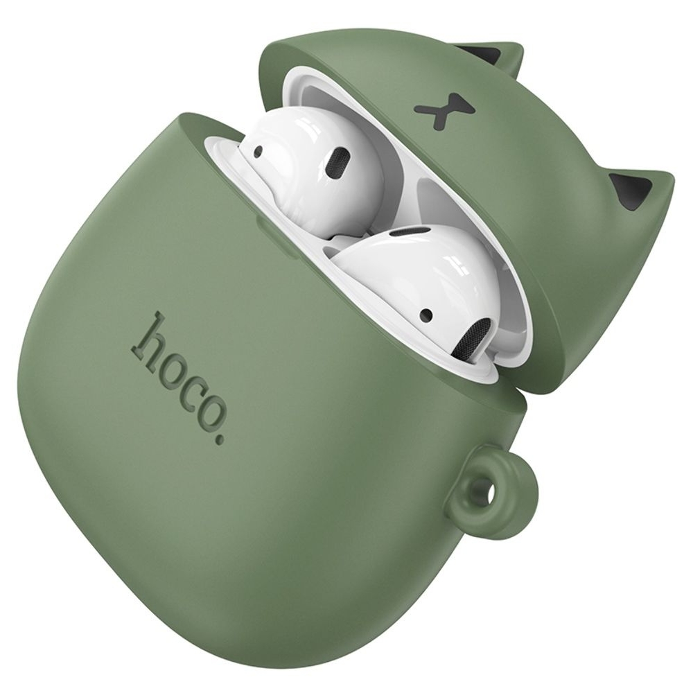 Наушники беспроводные вкладыши Hoco EW45 TWS Cat Ear forest cat, зеленые