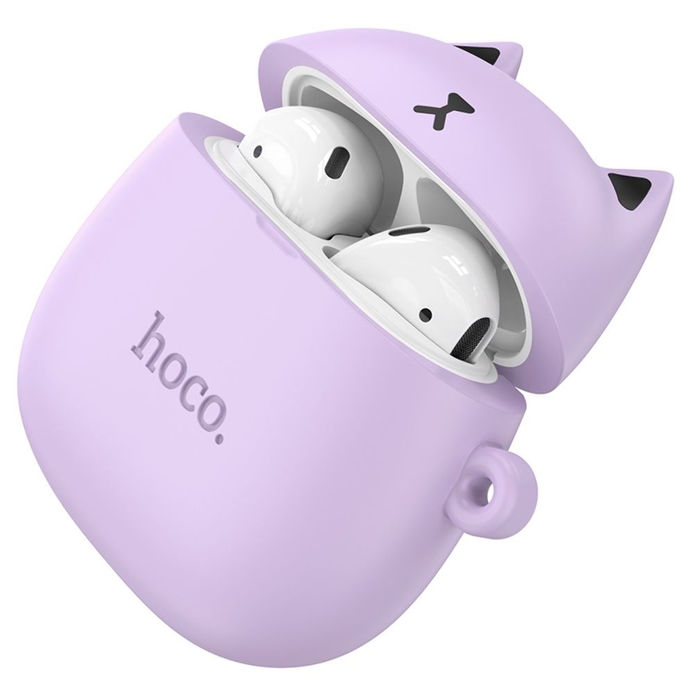 Наушники беспроводные вкладыши Hoco EW45 TWS Cat Ear lilac cat, фиолетовые