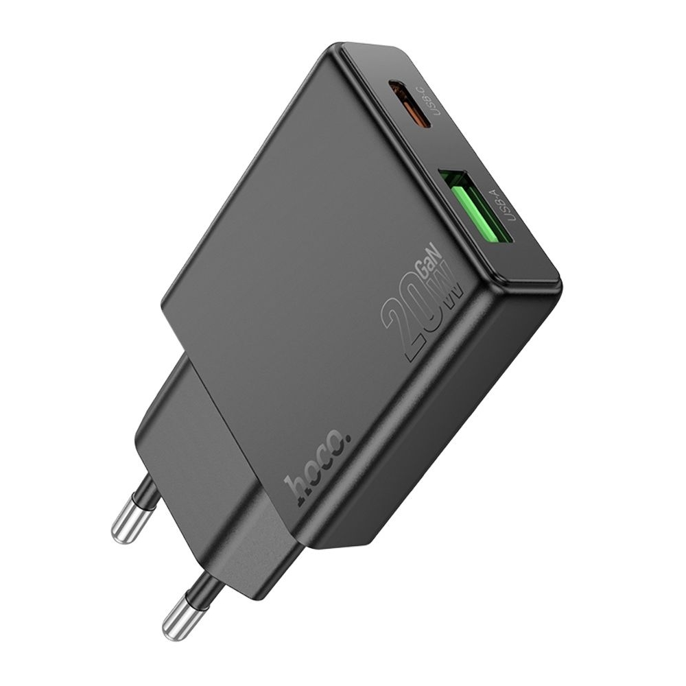 Сетевое зарядное устройство Hoco N38 USB/ Type-C, Quick Charge, PowerDelivery, черное
