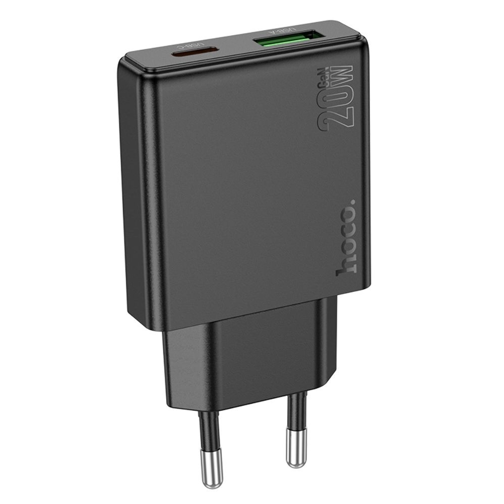 Сетевое зарядное устройство Hoco N38 USB/ Type-C, Quick Charge, PowerDelivery, черное