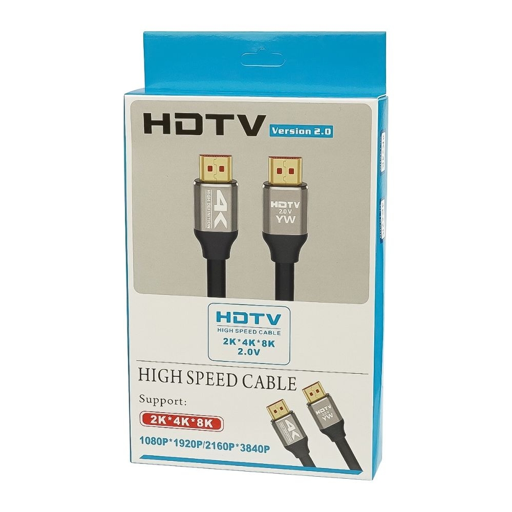 HDMI кабель 2.0V 4K 3840P позолоченными коннекторами 1.5m, черный