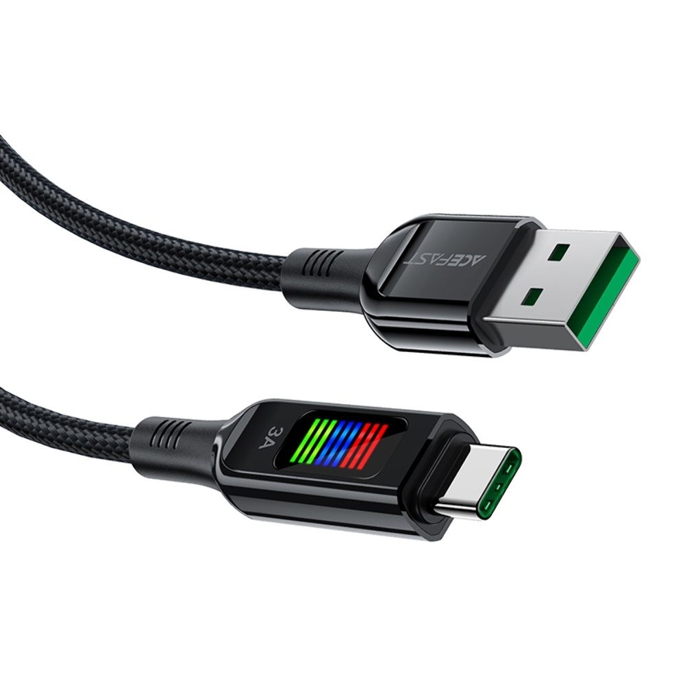 Кабель Acefast C7-04 с дисплеем USB-A to USB-C 1,2m, черный