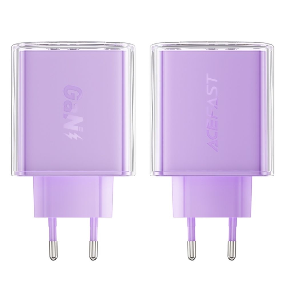 Сетевое зарядное устройство Acefast A45 USB/ 2 Type-C QC PD PD65W GaN фиолетовое