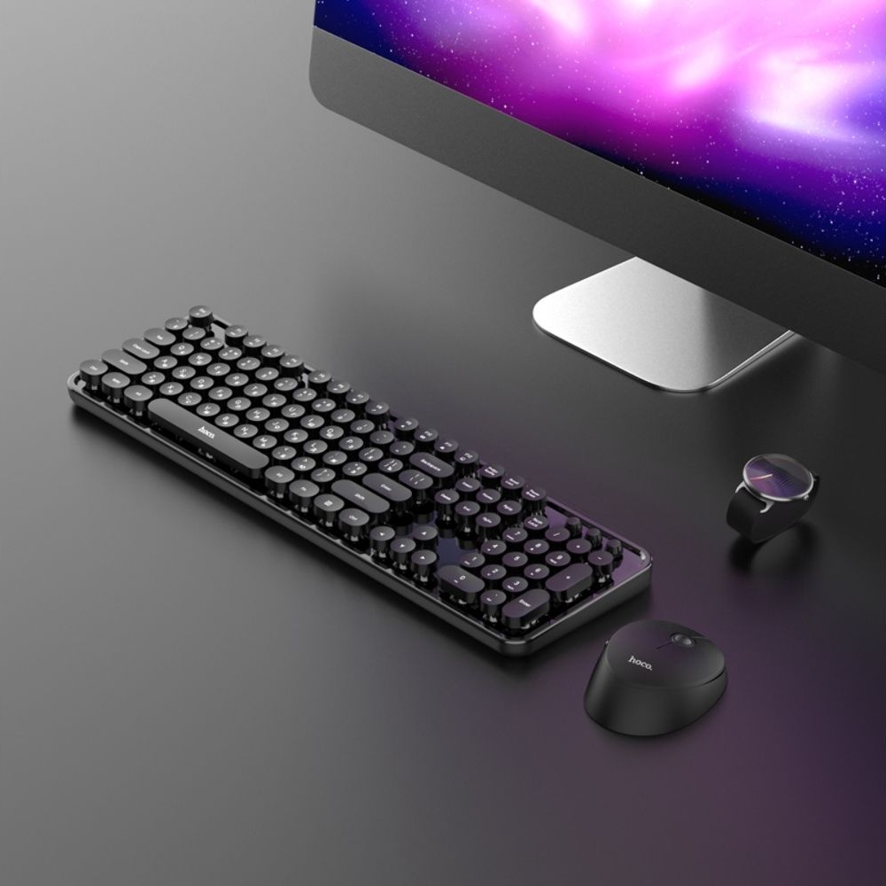 Комплект клавиатура и мышь Hoco DI25 2.4G (ENG/ УКР/ РУС), черный