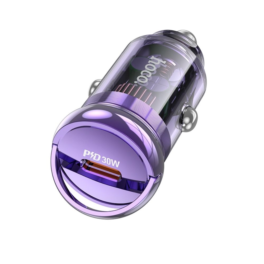Автомобильное зарядное устройство Hoco Z53 Type-C, Power Delivery (30 Вт), transparent purple