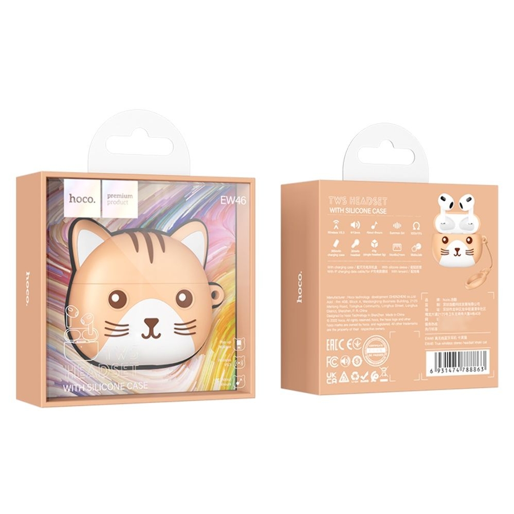 Наушники беспроводные вкладыши Hoco EW46 TWS khaki cat