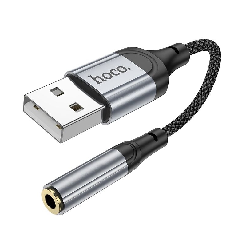 Адаптер переходник Hoco LS36 USB to Jack 3.5 (F), черный