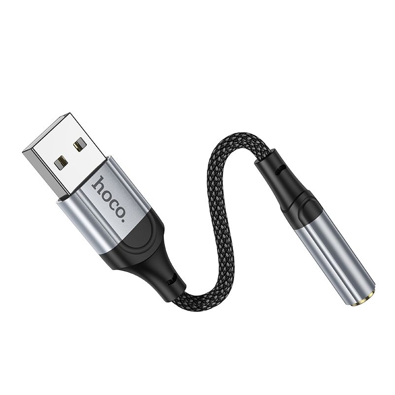 Адаптер переходник Hoco LS36 USB to Jack 3.5 (F), черный