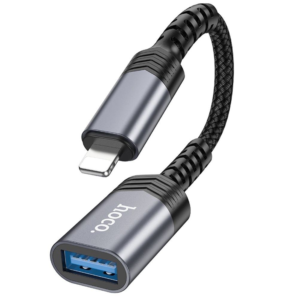 Мультиадаптер хаб Hoco UA24 Lightning to USB 2.0 серый
