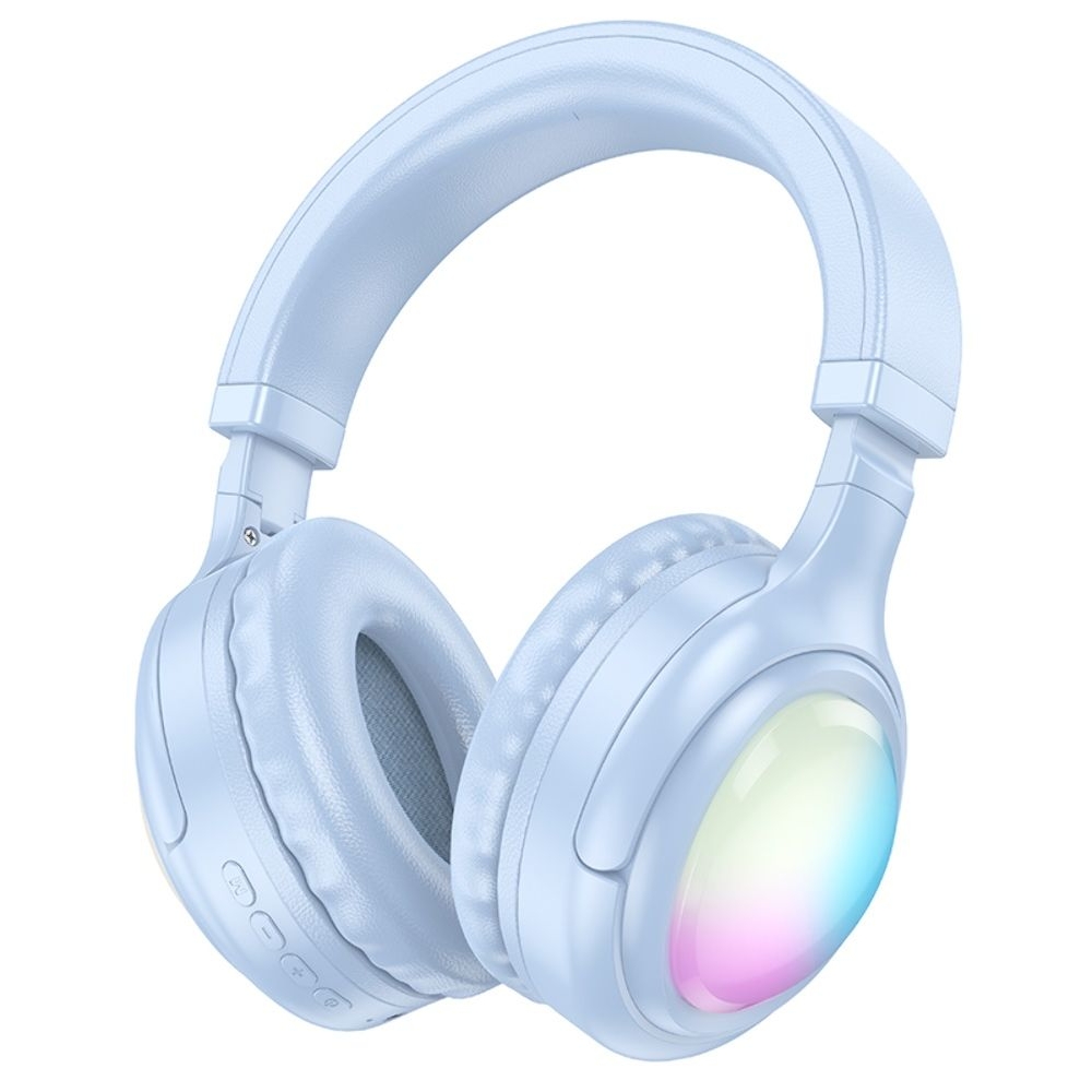 Бездротові навушники Hoco W48 накладные с LED подсветкой blue | беспроводные наушники