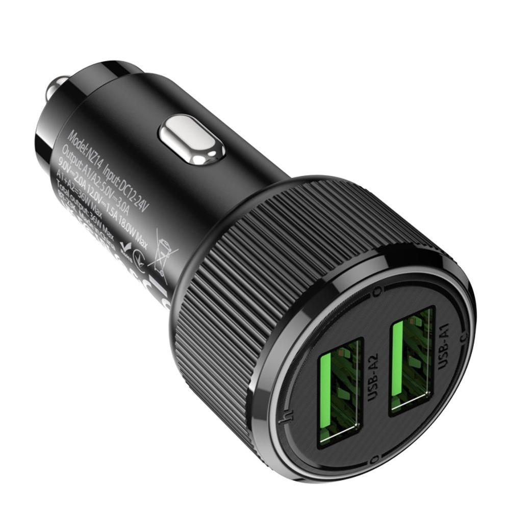 Автомобильний зарядний пристрій Hoco NZ14 2 USB PD 36W black | зарядка, зарядное устройство